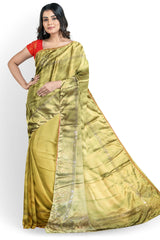 Golden Designer Wedding Partywear Silk Stone Hand Embroidery Work Bridal Saree Sari With Blouse Piece H097