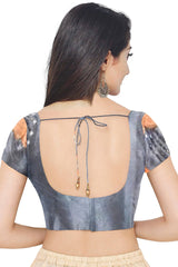 Peach Designer Wedding Partywear Crepe Thread Pearl Cutdana Hand Embroidery Work Bridal Saree Sari With Blouse Piece H103