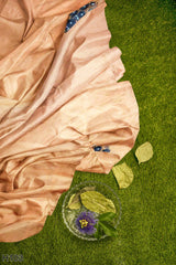 Peach Designer Wedding Partywear Crepe Thread Pearl Cutdana Hand Embroidery Work Bridal Saree Sari With Blouse Piece H103