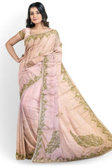 Pink Designer Wedding Partywear Silk Stone Cutdana Hand Embroidery Work Bridal Saree Sari With Blouse Piece H104