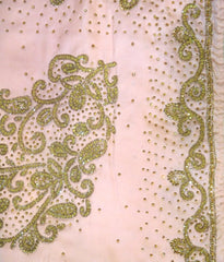 Pink Designer Wedding Partywear Silk Stone Cutdana Hand Embroidery Work Bridal Saree Sari With Blouse Piece H104