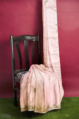 Pink Designer Wedding Partywear Silk Stone Cutdana Hand Embroidery Work Bridal Saree Sari With Blouse Piece H104