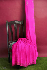Pink Designer Wedding Partywear Georgette Stone Cutdana Hand Embroidery Work Bridal Saree Sari With Blouse Piece H105