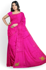 Pink Designer Wedding Partywear Silk Stone Thread Beads Hand Embroidery Work Bridal Saree Sari With Blouse Piece H107