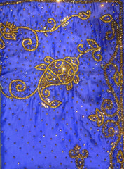 Blue Designer Wedding Partywear Silk Cutdana Stone Hand Embroidery Work Bridal Saree Sari With Blouse Piece H113