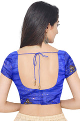 Blue Designer Wedding Partywear Silk Cutdana Stone Hand Embroidery Work Bridal Saree Sari With Blouse Piece H113