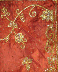 Maroon Designer Wedding Partywear Silk Cutdana Stone Hand Embroidery Work Bridal Saree Sari With Blouse Piece H114