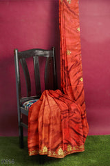 Maroon Designer Wedding Partywear Silk Cutdana Stone Hand Embroidery Work Bridal Saree Sari With Blouse Piece H114
