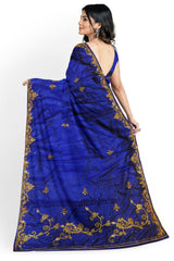 Blue Designer Wedding Partywear Silk Cutdana Stone Hand Embroidery Work Bridal Saree Sari With Blouse Piece H115