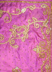 Purple Designer Wedding Partywear Silk Cutdana Stone Hand Embroidery Work Bridal Saree Sari With Blouse Piece H116