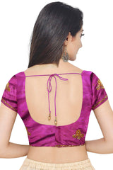 Purple Designer Wedding Partywear Silk Cutdana Stone Hand Embroidery Work Bridal Saree Sari With Blouse Piece H116