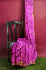 Purple Designer Wedding Partywear Silk Cutdana Stone Hand Embroidery Work Bridal Saree Sari With Blouse Piece H116