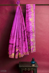 Purple Designer Wedding Partywear Silk Cutdana Stone Hand Embroidery Work Bridal Saree Sari With Blouse Piece H116