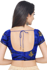 Blue Designer Wedding Partywear Silk Cutdana Stone Hand Embroidery Work Bridal Saree Sari With Blouse Piece H119