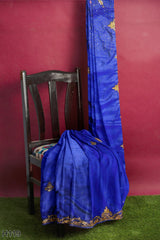 Blue Designer Wedding Partywear Silk Cutdana Stone Hand Embroidery Work Bridal Saree Sari With Blouse Piece H119