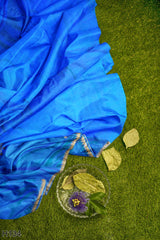 Blue Designer Wedding Partywear Silk Beads Cutdana Hand Embroidery Work Bridal Saree Sari With Blouse Piece H134