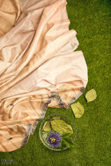 Peach Designer Wedding Partywear Dola Silk Cutdana Stone Beads Hand Embroidery Work Bridal Saree Sari With Blouse Piece H161
