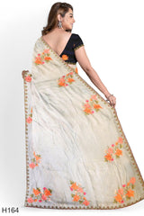 Light Blue Designer Wedding Partywear Dola Silk Cutdana Thread Sequence Hand Embroidery Work Bridal Saree Sari With Blouse Piece H164