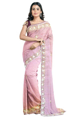 Gajari Designer Wedding Partywear Dola Silk Zari Thread Pearl Gotapatti Hand Embroidery Work Bridal Saree Sari With Blouse Piece H203
