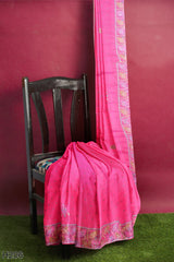 Pink Designer Wedding Partywear Georgette Thread Stone Pearl Hand Embroidery Work Bridal Saree Sari With Blouse Piece H206