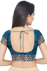 Peach Designer Wedding Partywear Silk Stone Pearl Hand Embroidery Work Bridal Saree Sari With Blouse Piece H207