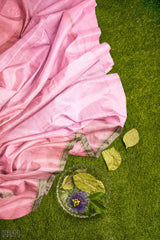 Pink Designer Wedding Partywear Pure Satin Cutdana Stone Zari Pearl Hand Embroidery Work Bridal Saree Sari With Blouse Piece H211