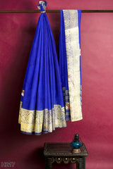 Blue Designer Wedding Partywear Silk Cutdana Stone Gotapatti Hand Embroidery Work Bridal Saree Sari With Blouse Piece H217