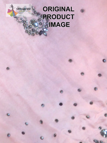 Pink Designer Wedding Partywear Silk Stone Cutdana Beads Hand Embroidery Work Bridal Saree Sari With Blouse Piece H221