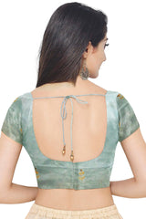 Light Blue Designer Wedding Partywear Silk Thread Beads Bullion Gota Hand Embroidery Work Bridal Saree Sari With Blouse Piece H226