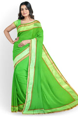 Green Designer Wedding Partywear Pure Georgette Cutdana Zari Hand Embroidery Work Bridal Saree Sari With Blouse Piece H242