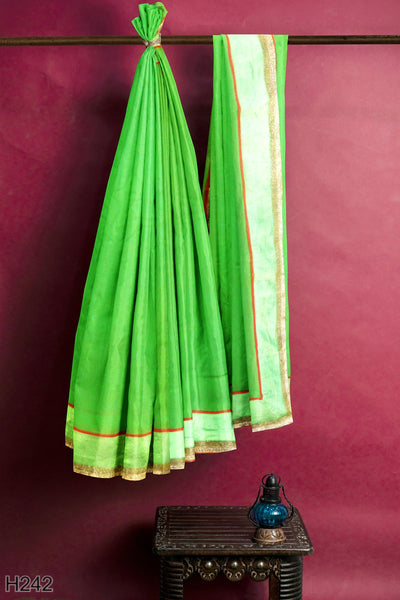 Green Designer Wedding Partywear Pure Georgette Cutdana Zari Hand Embroidery Work Bridal Saree Sari With Blouse Piece H242