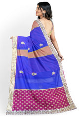 Pink Blue Brown Designer Wedding Partywear Georgette Stone Pearl Thread Cutdana Hand Embroidery Work Bridal Saree Sari With Blouse Piece H246