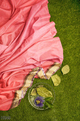 Pink Designer Wedding Partywear Pure Georgette Thread Zari Sequence Beads Hand Embroidery Work Bridal Saree Sari With Blouse Piece H249