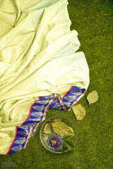 Cream Designer Wedding Partywear Pure Georgette Stone Pearl Thread Cutdana Hand Embroidery Work Bridal Saree Sari With Blouse Piece H270