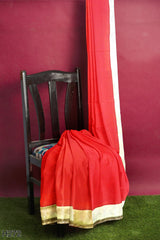Red Designer Wedding Partywear Pure Georgette Cutdana Zari Hand Embroidery Work Bridal Saree Sari With Blouse Piece H272