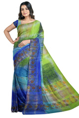 Multicolour Designer Wedding Partywear Pure Crepe Hand Brush Printed Hand Embroidery Work Bridal Saree Sari Without Blouse Piece H286
