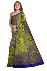 Multicolour Designer Wedding Partywear Pure Crepe Hand Brush Printed Hand Embroidery Work Bridal Saree Sari Without Blouse Piece H291