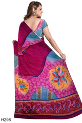Multicolour Designer Wedding Partywear Pure Crepe Hand Brush Printed Hand Embroidery Work Bridal Saree Sari Without Blouse Piece H298