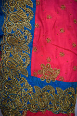 Pink Designer Wedding Partywear Silk Zari Stone Hand Embroidery Work Bridal Saree Sari With Blouse Piece H313