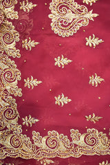 Maroon Designer Wedding Partywear Silk Zari Stone Hand Embroidery Work Bridal Saree Sari With Blouse Piece H318