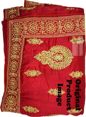 Red Designer Wedding Partywear Georgette Zari Stone Hand Embroidery Work Bridal Saree Sari With Blouse Piece H322