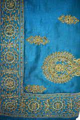 Blue Designer Wedding Partywear Georgette Zari Stone Hand Embroidery Work Bridal Saree Sari With Blouse Piece H323