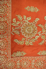Orange Designer Wedding Partywear Georgette Zari Stone Hand Embroidery Work Bridal Saree Sari With Blouse Piece H324