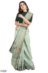 Pista Green Designer Wedding Partywear Dola Silk Stone Beads Thread Sequence Hand Embroidery Work Bridal Saree Sari With Blouse Piece H328