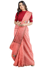 Pink Designer Wedding Partywear Dola Silk Stone Beads Thread Sequence Hand Embroidery Work Bridal Saree Sari With Blouse Piece H330