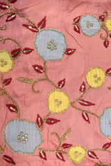 Pink Designer Wedding Partywear Dola Silk Stone Beads Thread Sequence Hand Embroidery Work Bridal Saree Sari With Blouse Piece H330