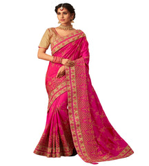 Pink Poly Silk Fancy Designer Saree Sari