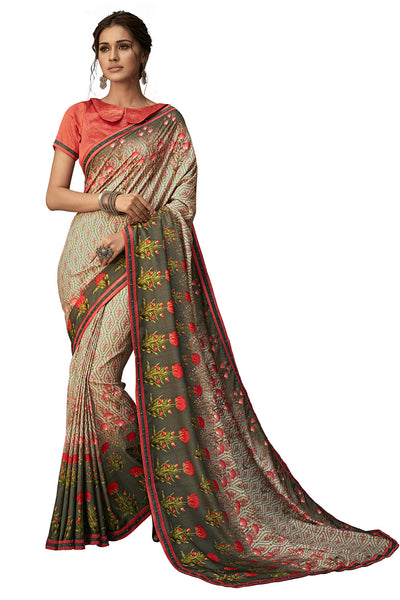 Multi Color Georgette Full Printed Designer Saree Sari