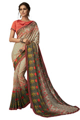 Multi Color Georgette Full Printed Designer Saree Sari