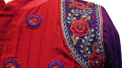 Red & Purple Designer Georgette Kurti